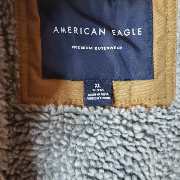 𝅺AMERICAN Eagle Outerwear  Men's XL Brown 100% Cotton Brown Sherpa - Picture 4 of 16
